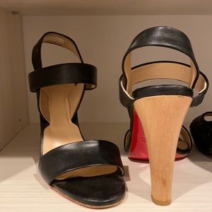Black Christian Louboutin Shoes- 4” wooden heel